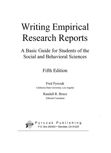 Writing Empirical Research Reports