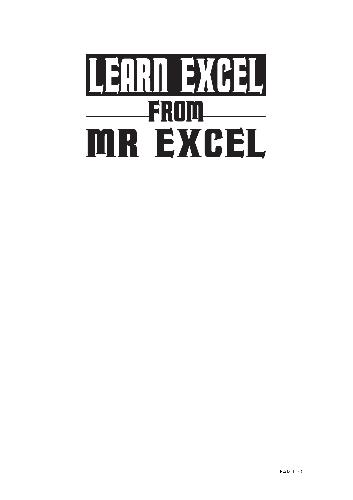 Learn Excel from Mr. Excel