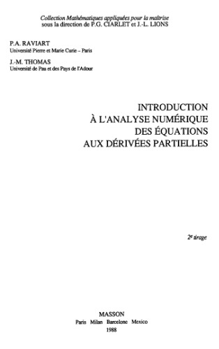 Introduction à l'analyse numérique des équations aux dérivées partielles