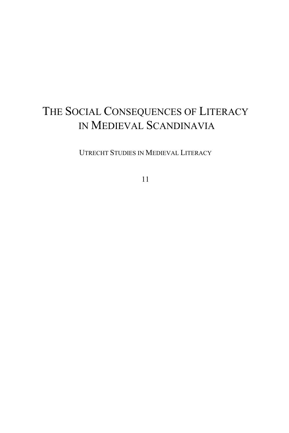 The Social Consequences of Literacy in Medieval Scandinavia