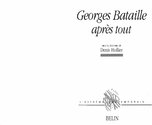 Georges Bataille Après Tout