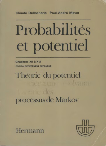 Probabilités Et Potentiel, Chapitres Xii à Xvi