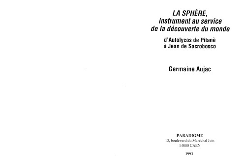 La sphère, instrument au service de la découverte du monde d'Autolycos de Pitanè à Jean de Sacrobosco