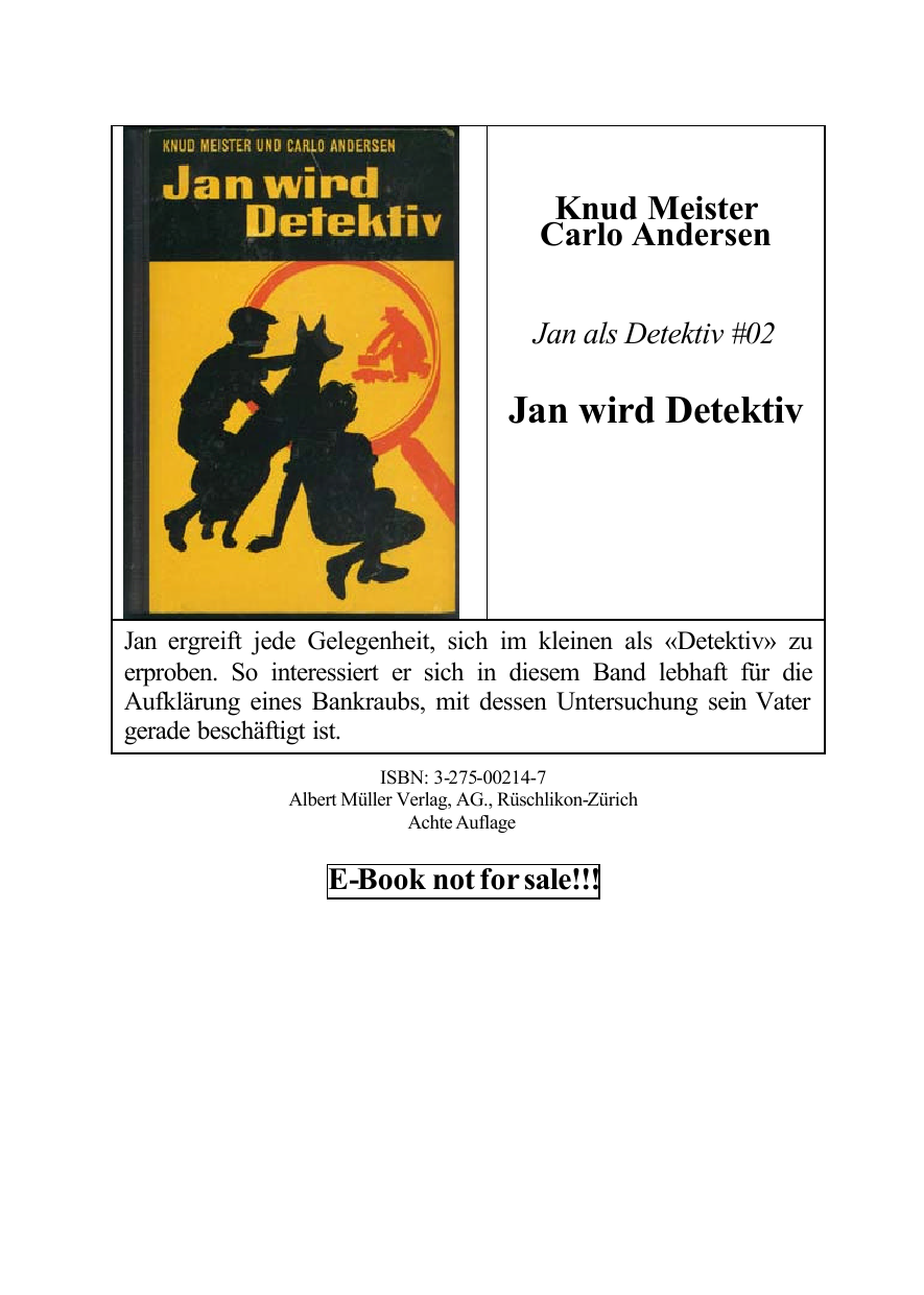 Jan wird Detektiv Erzählung für Buben u. Mädchen