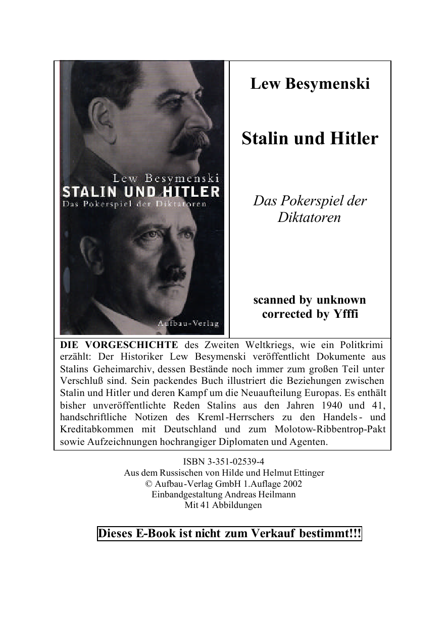 Stalin Und Hitler. Das Pokerspiel Der Diktatoren