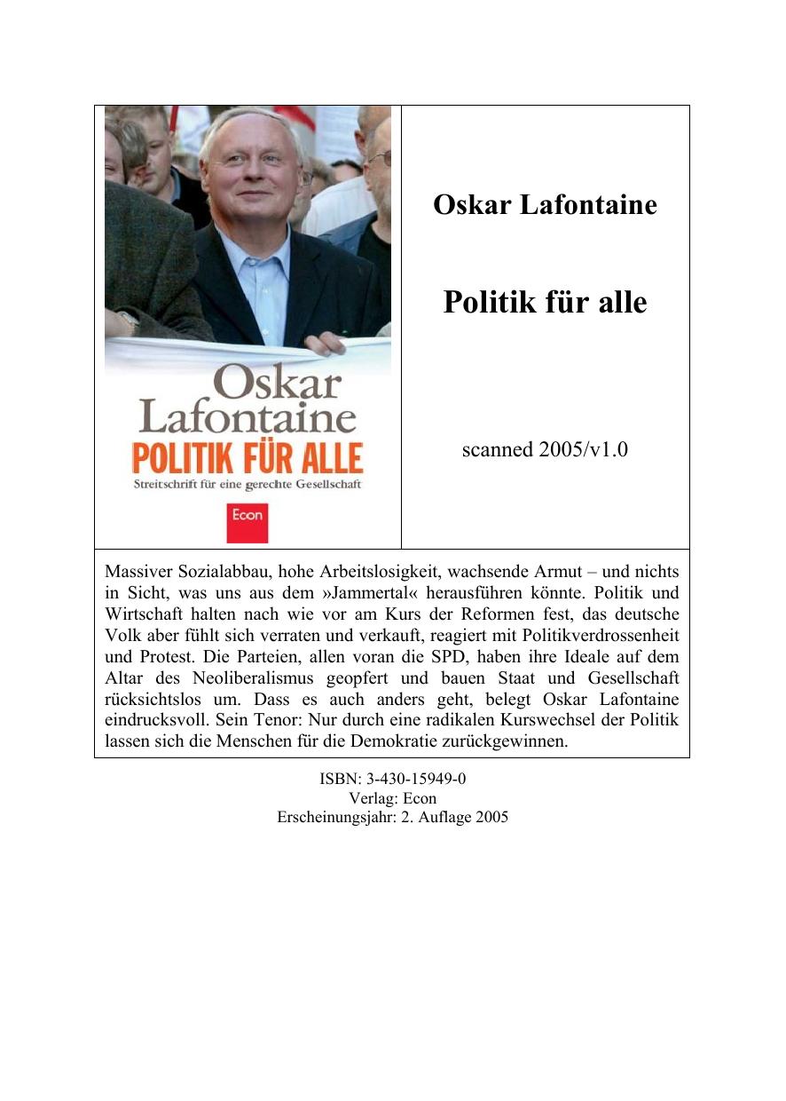 Politik für alle Streitschrift für eine gerechte Gesellschaft