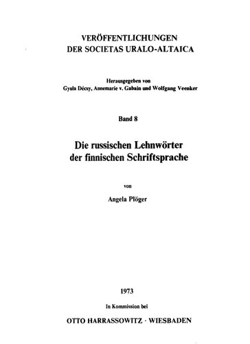 Die Russischen Lehnworter Der Finnischen Schriftsprache