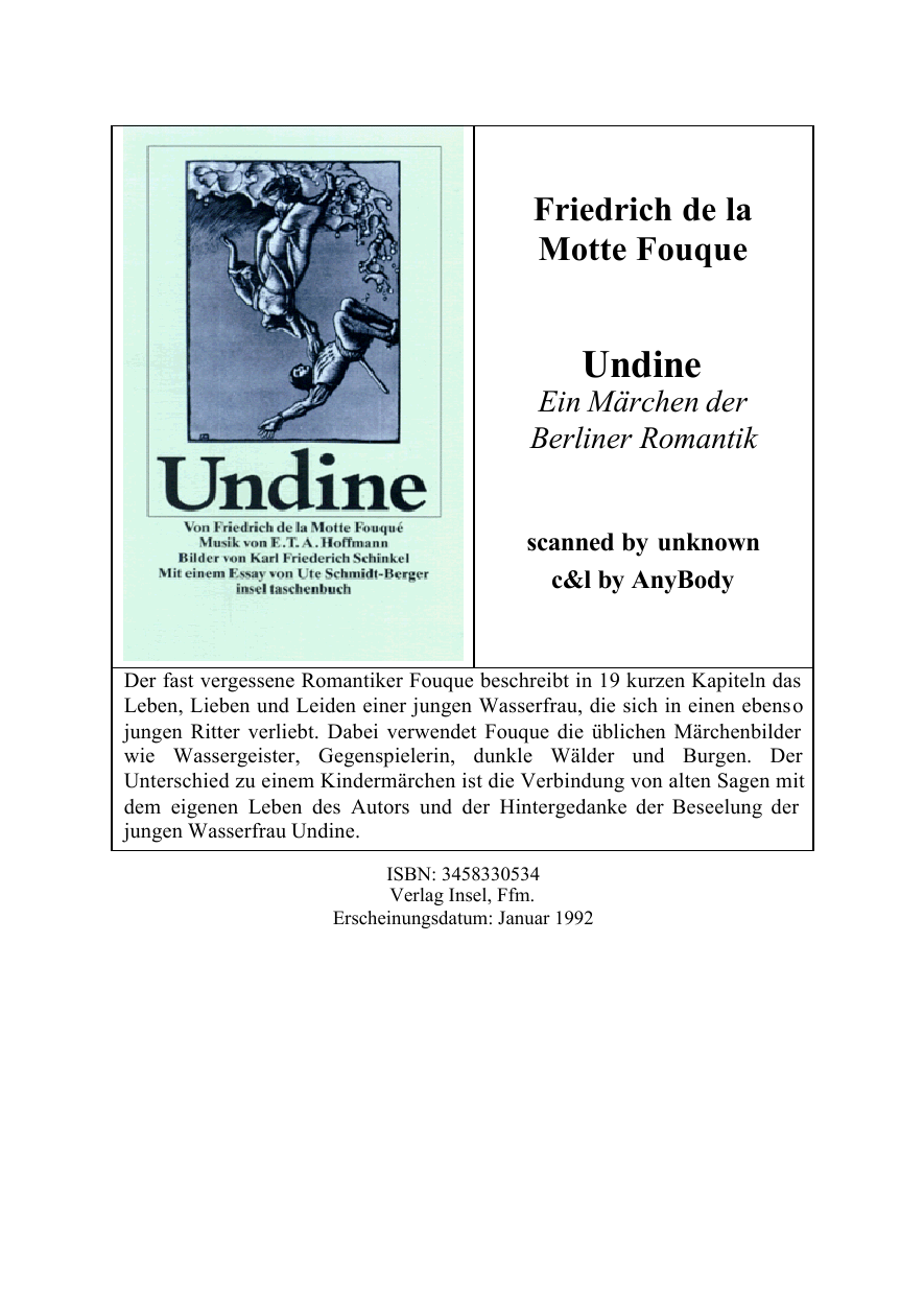 Undine. Ein Märchen der Berliner Romantik