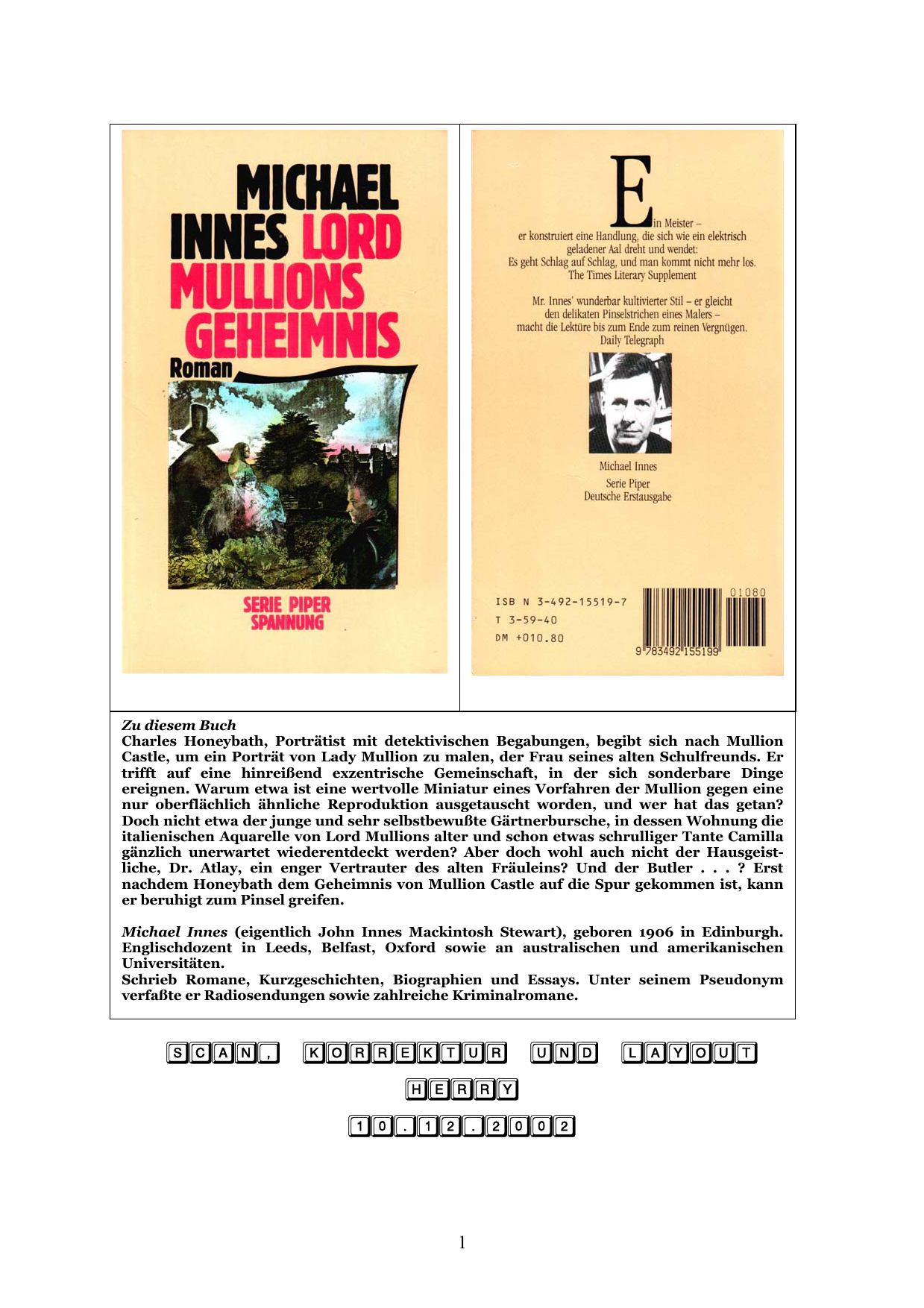 Lord Mullions Geheimnis Roman