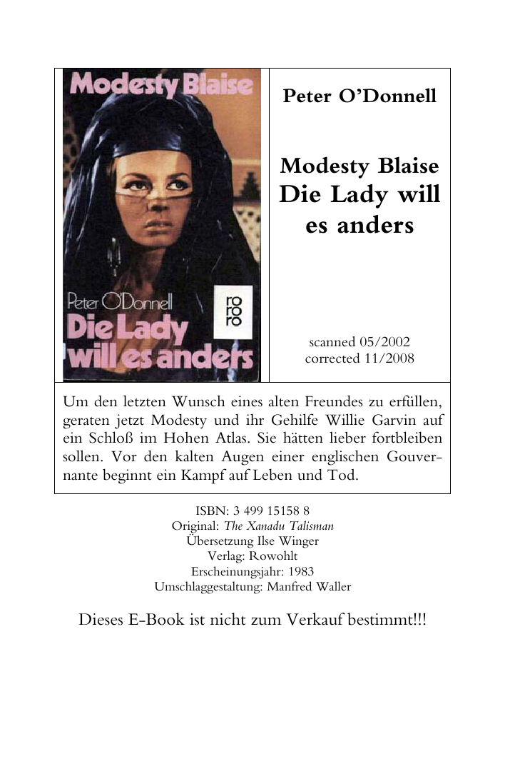 Modesty Blaise, die Lady will es anders Roman