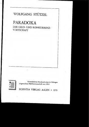 Paradoxa Der Geld- Und Konkurrenzwirtschaft