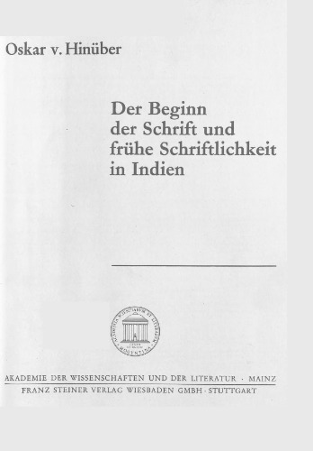 Der beginn der Schrift und frühe Schriftlichkeit in Indien