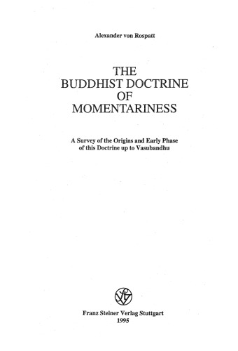 The Buddhist Doctrine of Momentariness