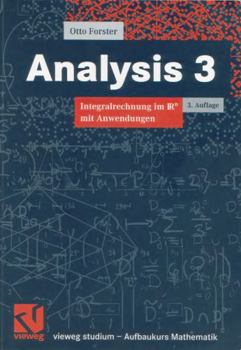 Vieweg Studium, Analysis 3. Integralrechnung Im I Rn Mit Anwendungen