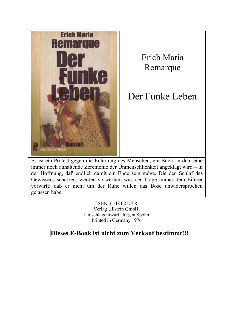 Der Funke Leben : Roman