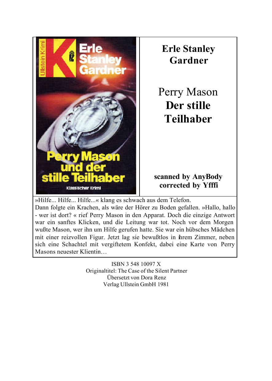 Perry Mason und der stille Teilhaber klass. Krimi