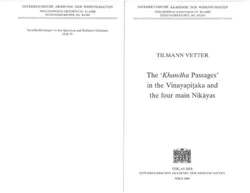 The Khanda Passages in the Vinyapitaka and the Four Main Nikayas