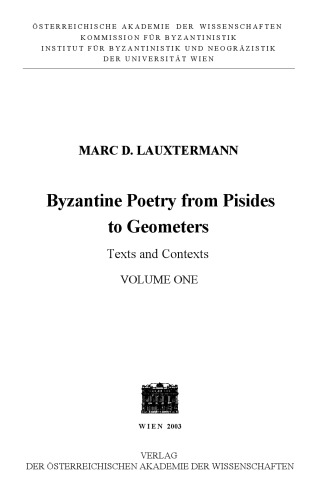 Byzantine Poetry from Pisides to Geometres