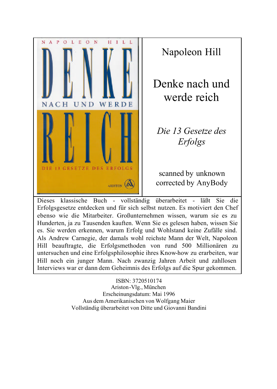 Denke Nach Und Werde Reich