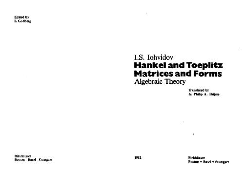 Hankel and Toeplitz Matrices and Forms