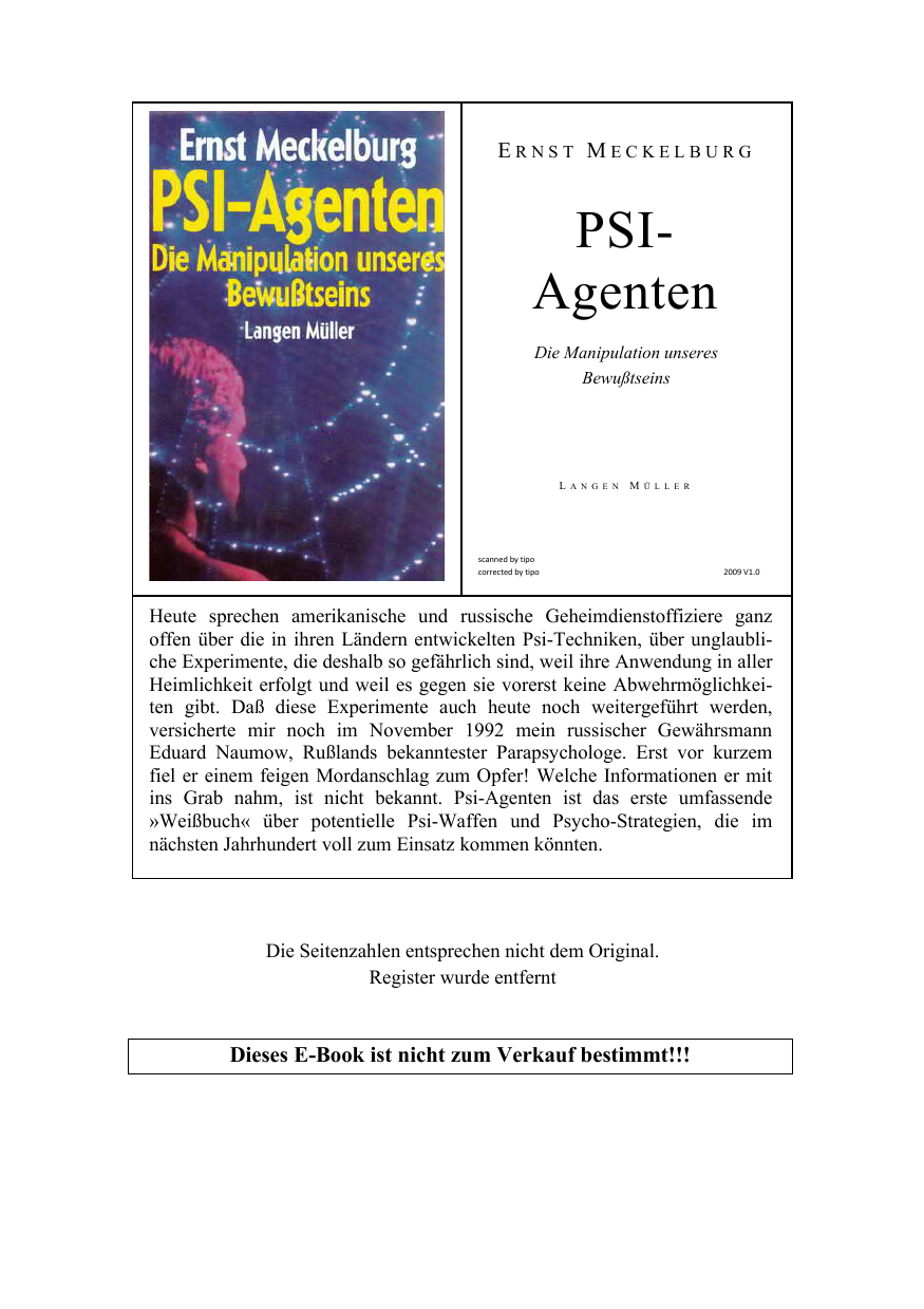 Psi - Agenten. Die Manipulation unseres Bewußtseins.