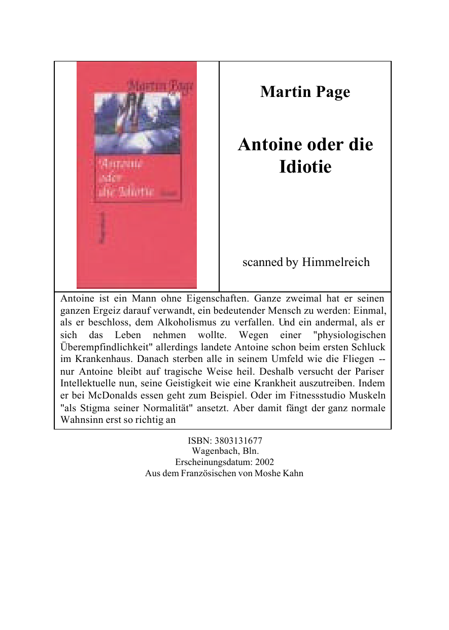 Antoine oder die Idiotie