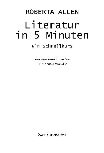 Literatur in 5 Minuten ein Schnellkurs