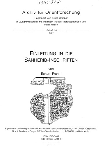 Einleitung in die Sanherib-Inschriften