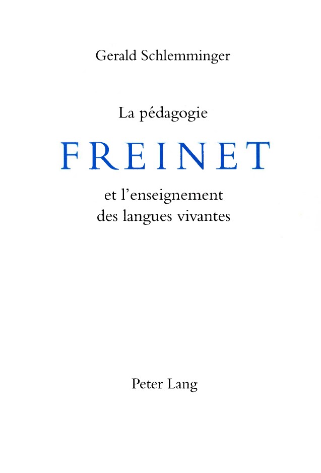 La Pedagogie Freinet Et L'Enseignement Des Langues Vivantes