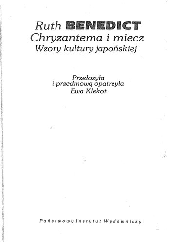 Chryzantema i miecz. Wzory kultury japońskiej