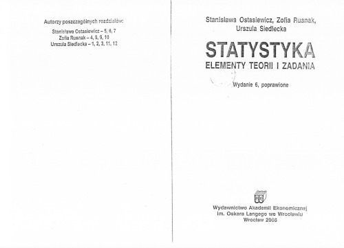 Statystyka : elementy teorii i zadania