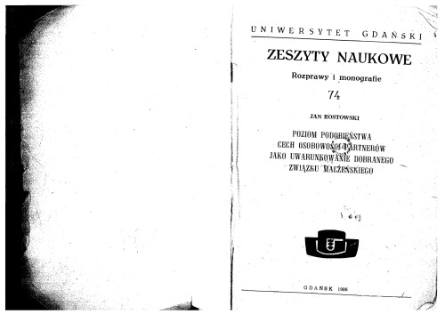 Poziom podobieństwa cech osobowości partnerów jako uwarunkowanie dobranego związku małżeńskiego