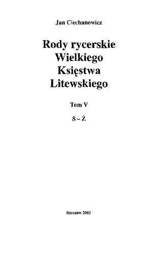 Rody Rycerskie Wielkiego Ksiestwa Litewskiego