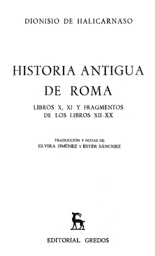 Historia Antigua De Roma   Libros X   Xx (Spanish Edition)