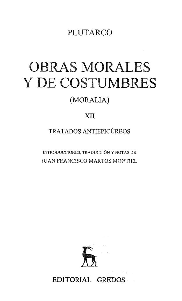 Obras Morales y de Costumbre XII