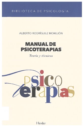 Manual de psicoterapias : teoría y técnicas