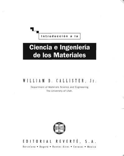 Introducción a la ciencia e ingeniería de los materiales