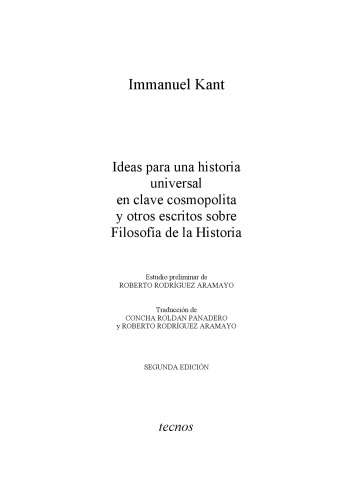 Ideas para una historia universal en clave cosmopolita y otros escritos sobre filosofia de la historia