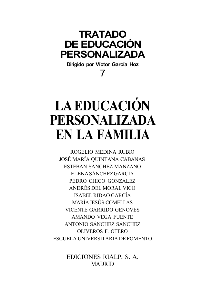 La educación personalizada en la familia