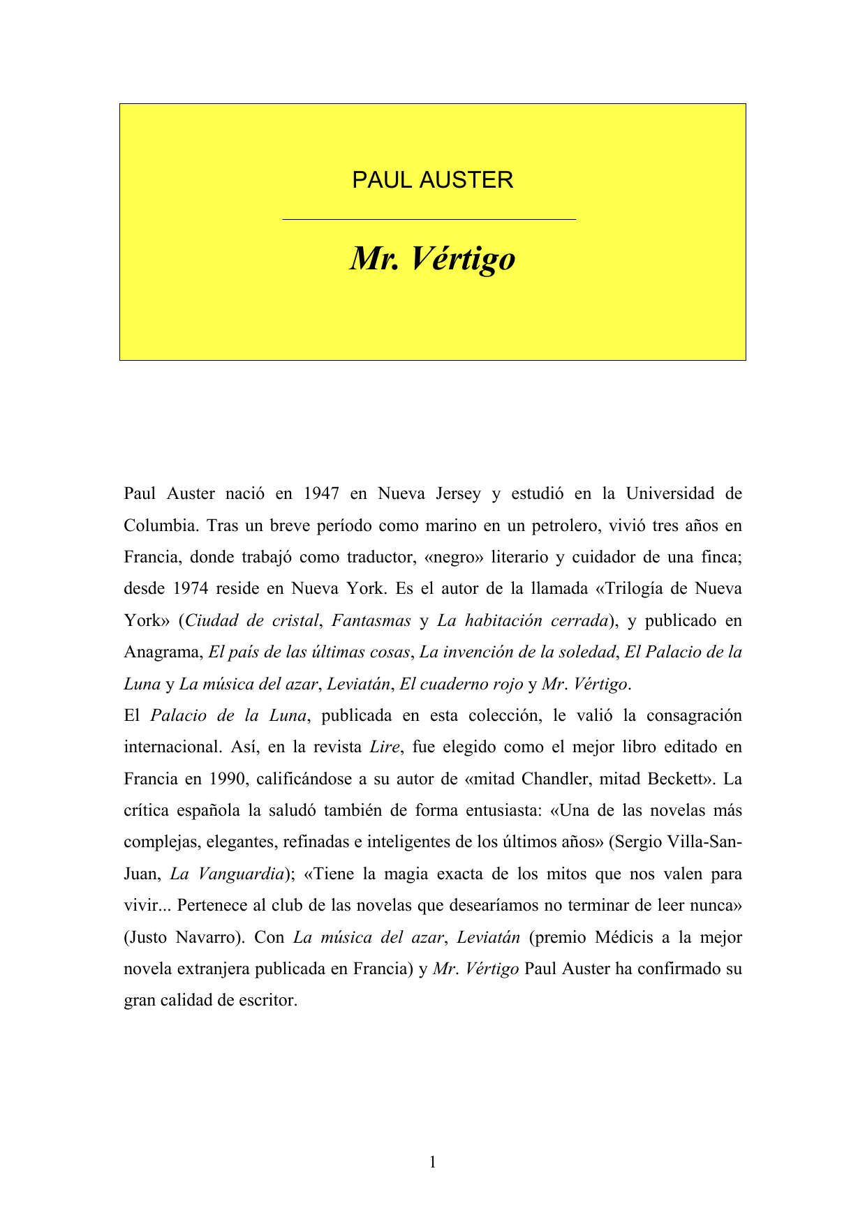 Mr. Vértigo