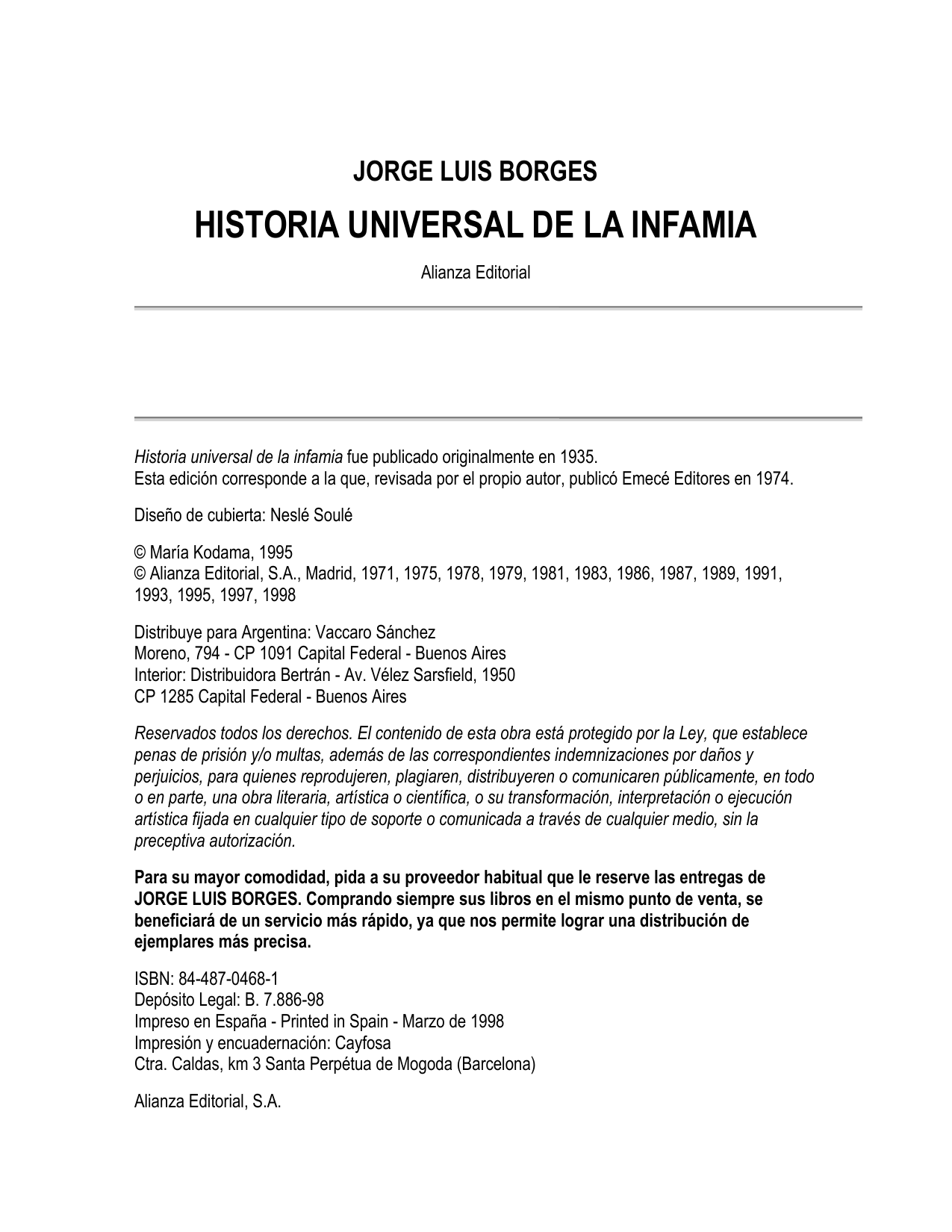 Historia universal de la infamia