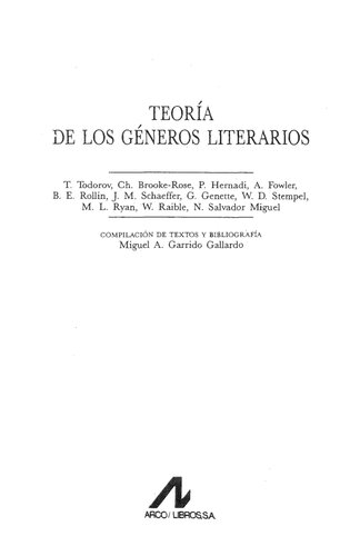 Teoria De Los Generos Literarios