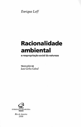 Racionalidade ambiental a reapropriação social da natureza