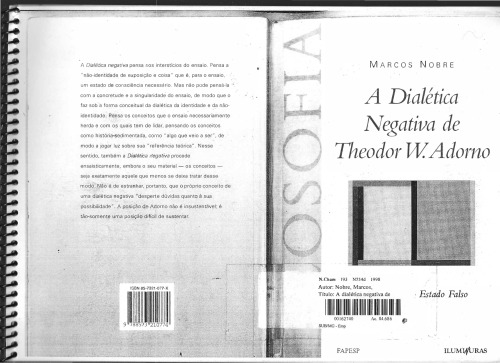 A dialética negativa de Theodor W. Adorno a ontologia do estado falso