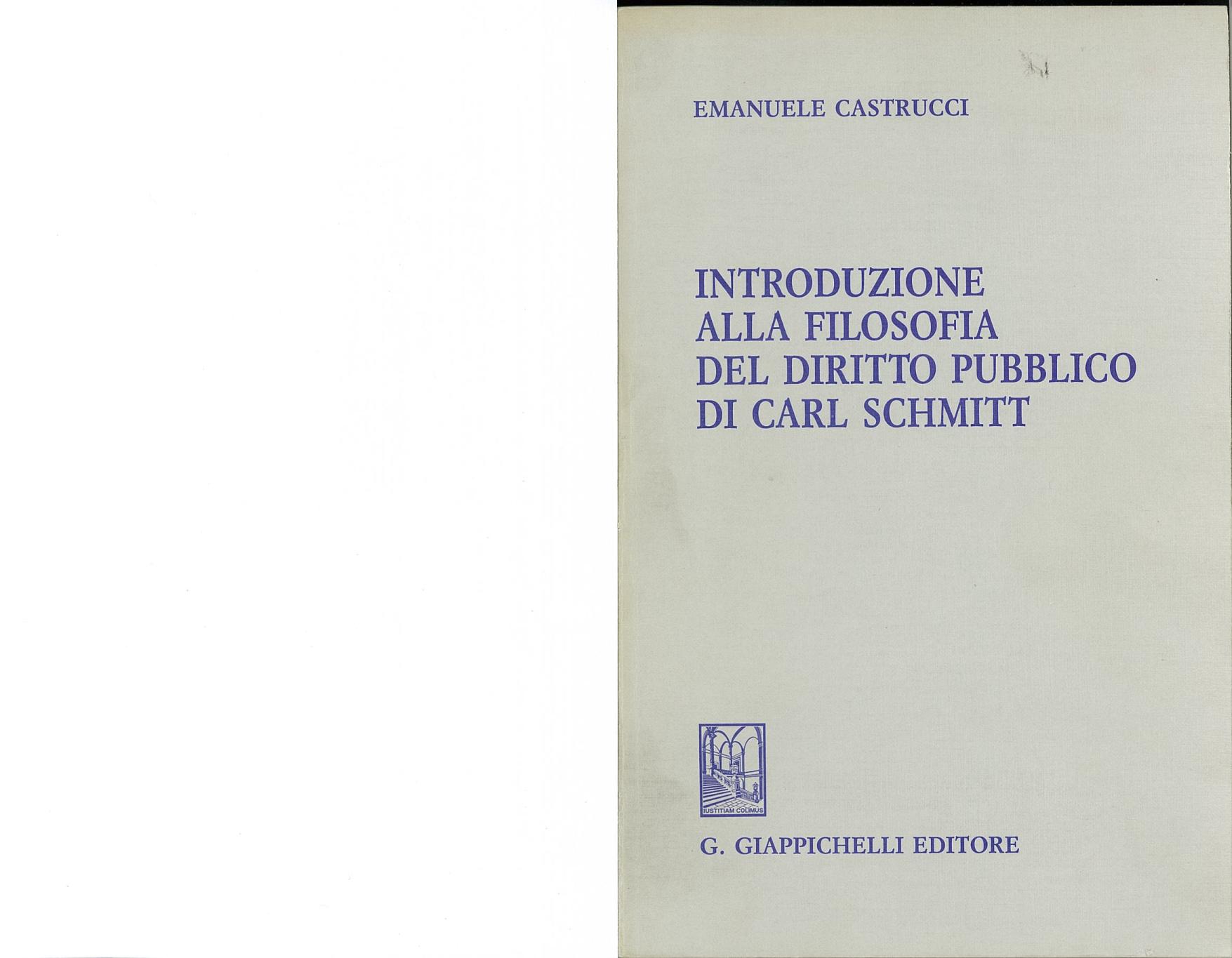 Introduzione alla filosofia del diritto pubblico di Carl Schmitt