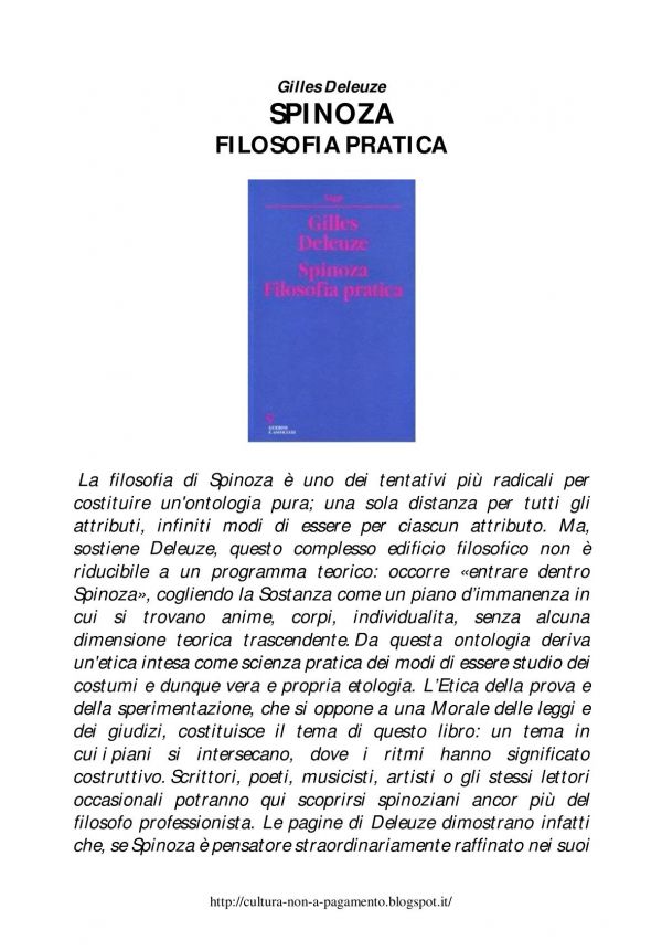 Spinoza. Filosofia pratica