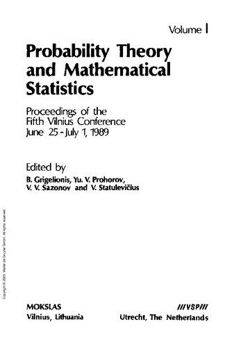 Probability Theory And Mathematical Statistics