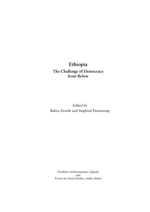 Ethiopia the Challenge of Democracy from Below