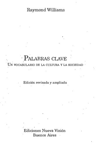 Palabras clave : un vocabulario de la cultura y la sociedad