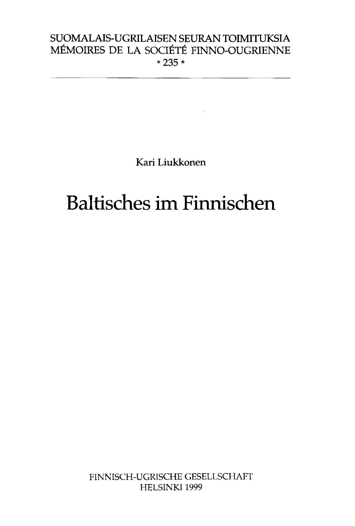 Baltisches im Finnischen